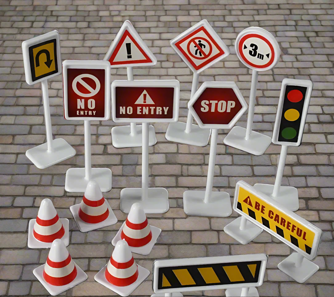 Activity mat with traffic signs and cars