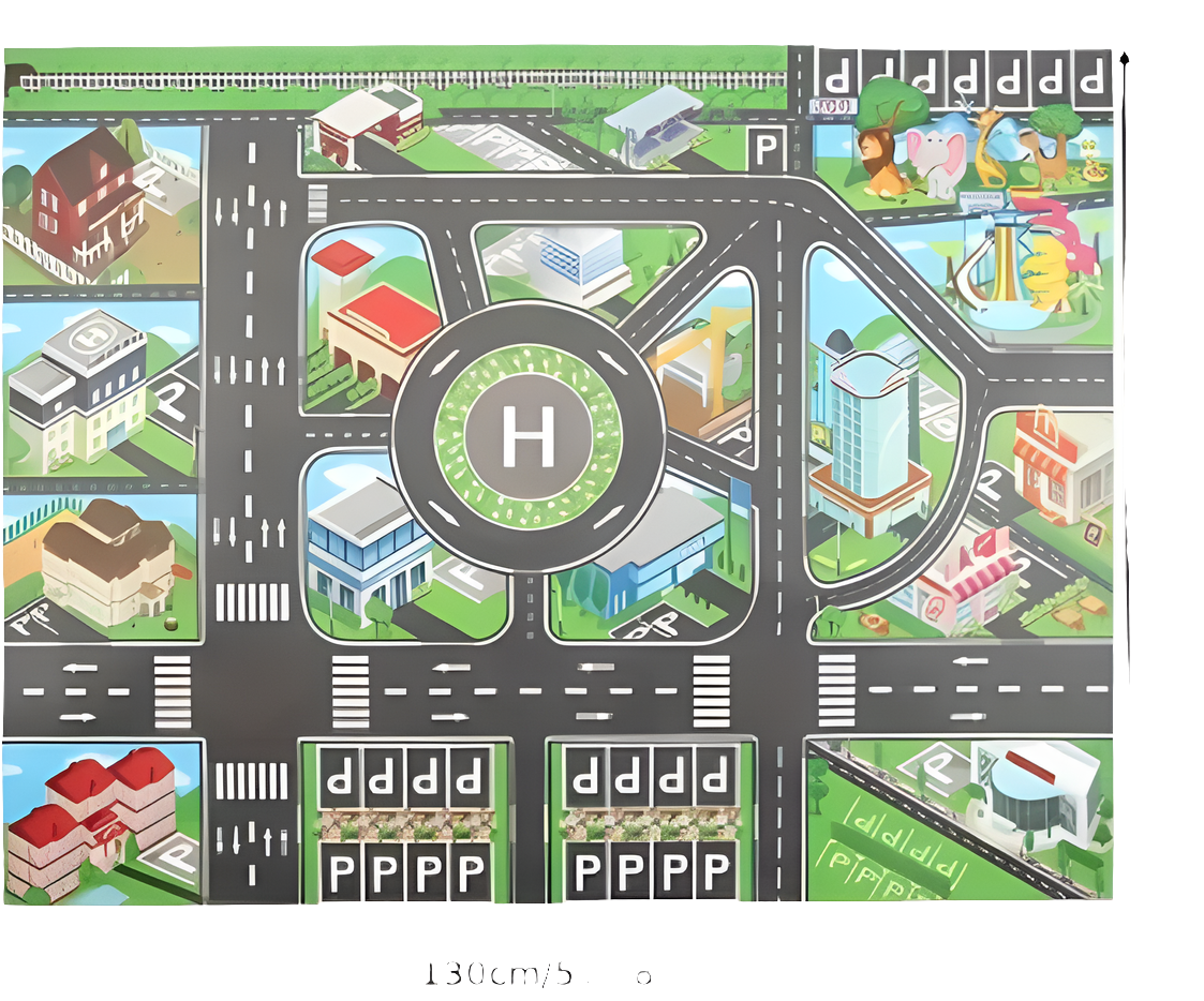 Soft kids play mat with roads and cars