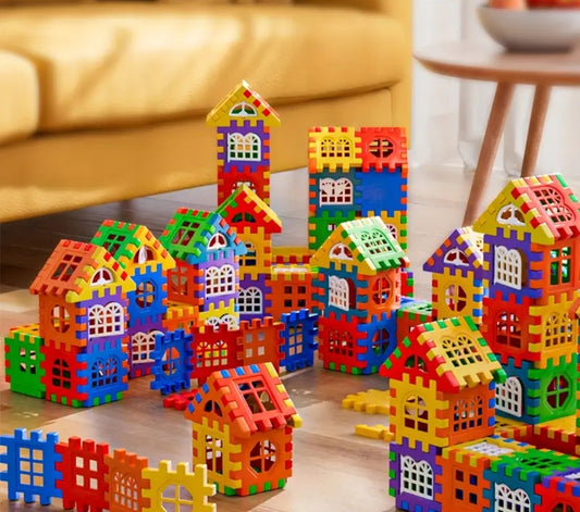 Child building a tower with toy blocks