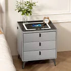Smart Bedside Table with Charging, Lighting & 3-Drawer Design