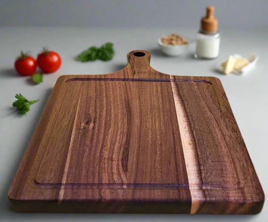 Mini prep board shown on countertop beside fresh produce