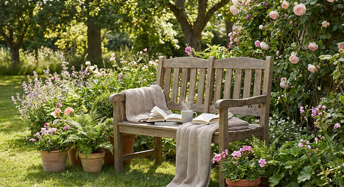 Two seater garden benches for reading nooks