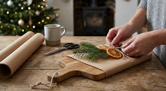 How to gift wrap a wooden chopping board for Christmas