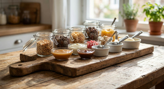 Wooden boards for an ice cream sundae bar