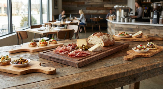 Wooden serving boards for restaurants and cafes