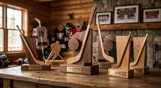 Wooden trophies for hockey clubs