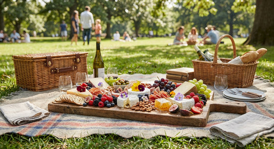 Grazing boards for a picnic in the park