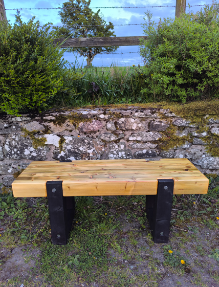 Handmade heavy-duty wooden garden furniture featuring chunky stabilized timber and industrial M12 bolts, built in Kildare for maximum longevity.