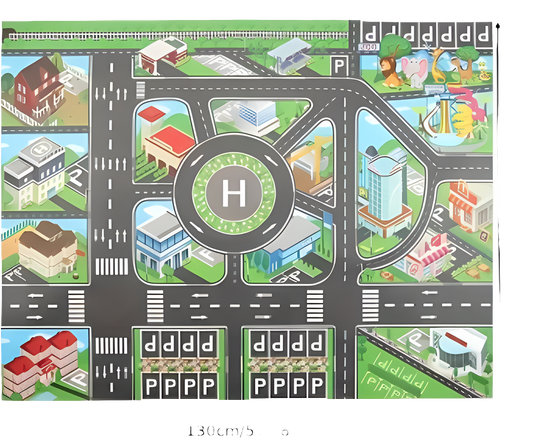 Soft kids play mat with roads and cars