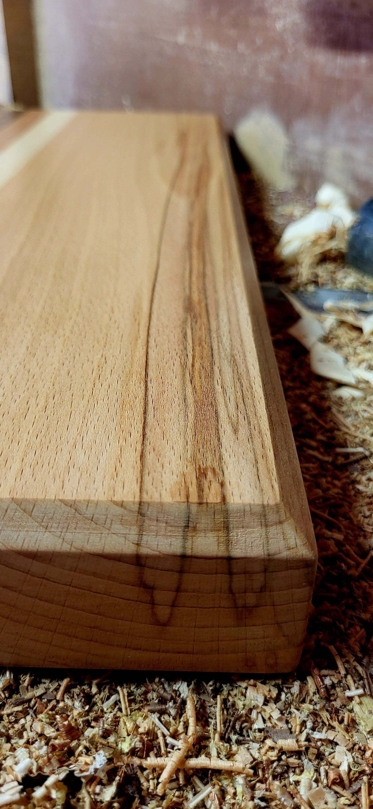 Close-up of spalted beech grain on Irish cutting board