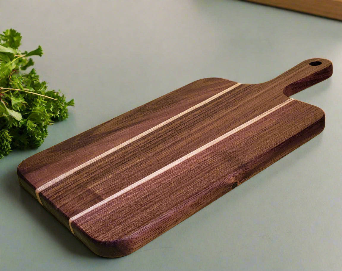 Smooth natural wood serving platter on dining table