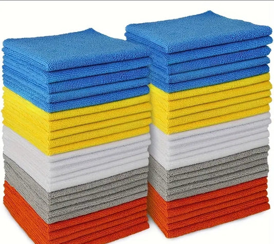 Stack of colourful microfiber cleaning cloths 20‑pack