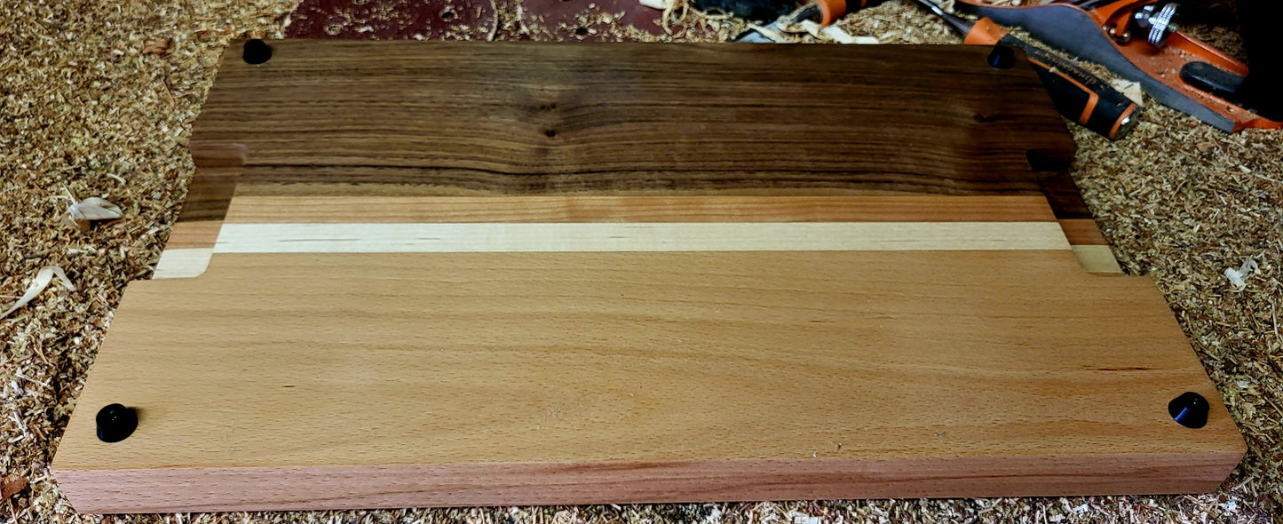 Underside of butcher block with non-slip rubber feet