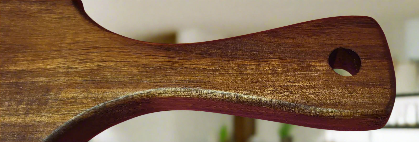 Natural wood serving board for pizza and snacks