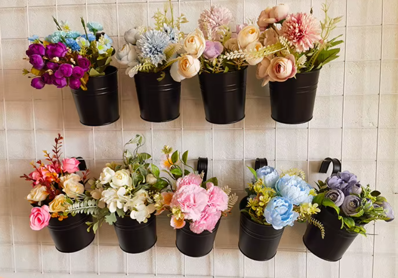 patio-ready durable black metal flower pots