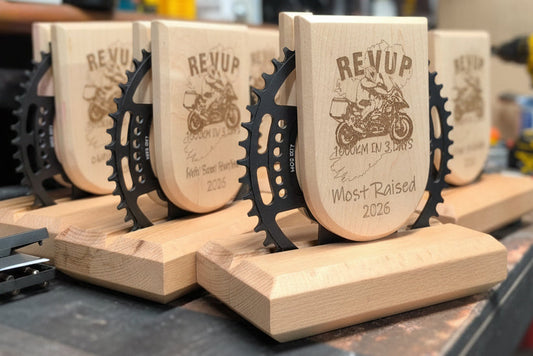Custom artisan wooden corporate trophy made from solid maple and beech, designed as a premium recognition piece