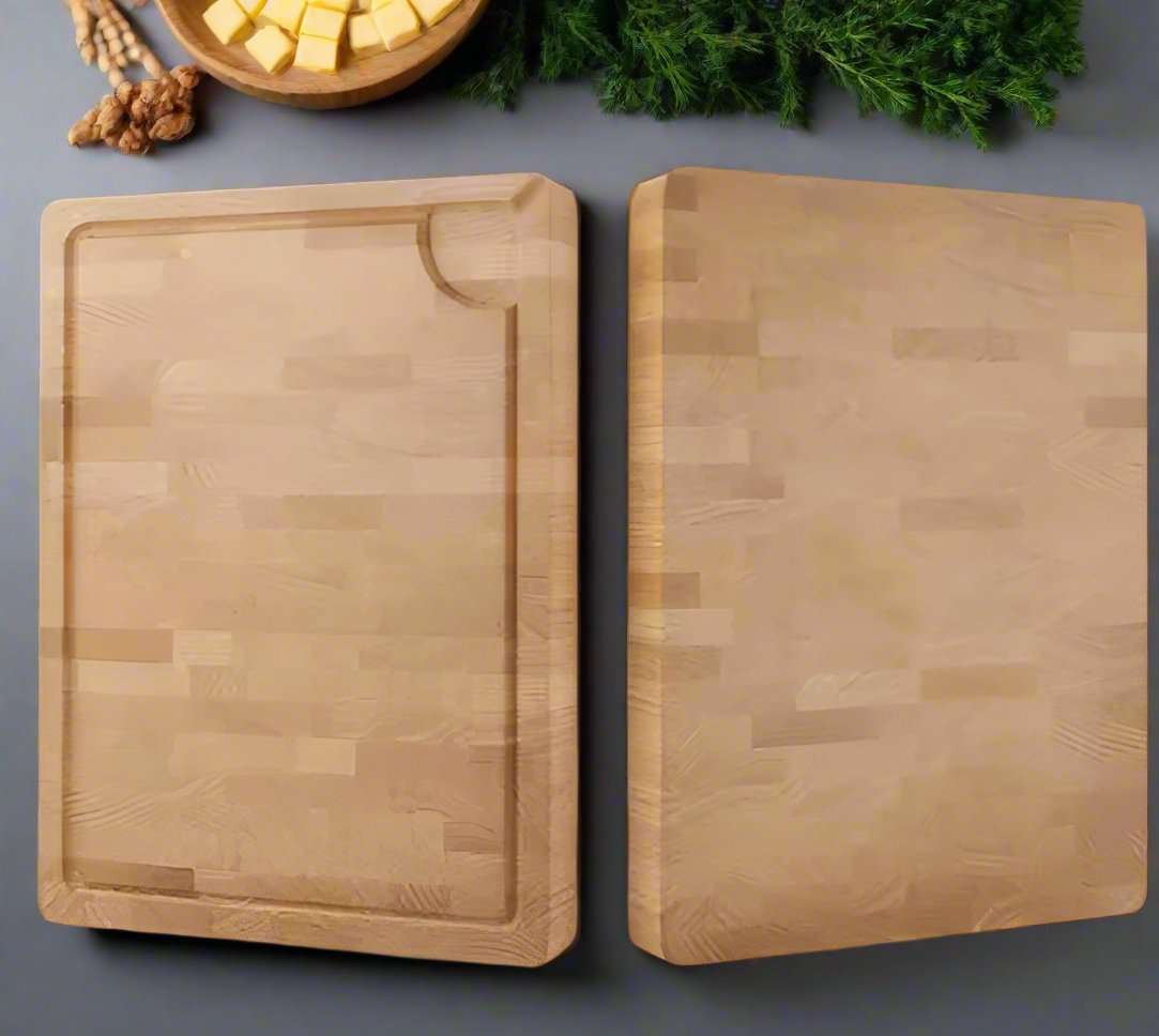 Close-up of Red Oak grain on butcher block surface