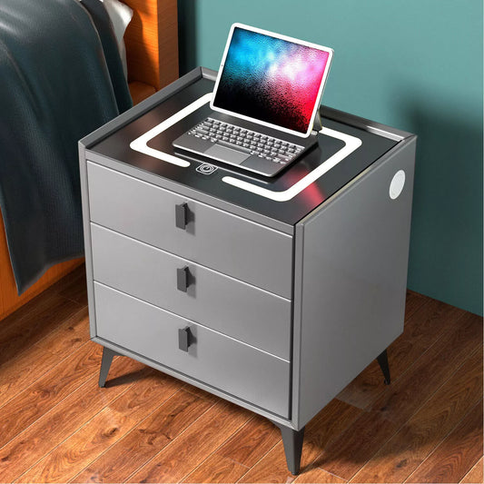 Modern bedside table with built-in lighting