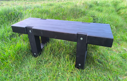 Weather-resistant Black Ash wood finish detailing on handmade bench seat
