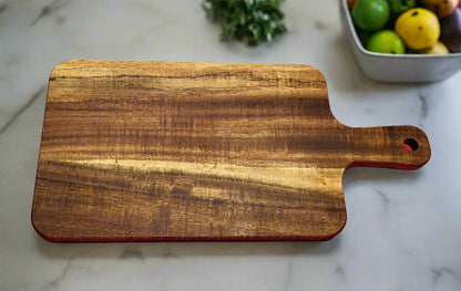 Modern wooden cheese board ideal for wine and cheese nights or social gatherings.