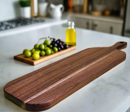 Small wooden serving platter treated with professional Saw Swag mineral oil.