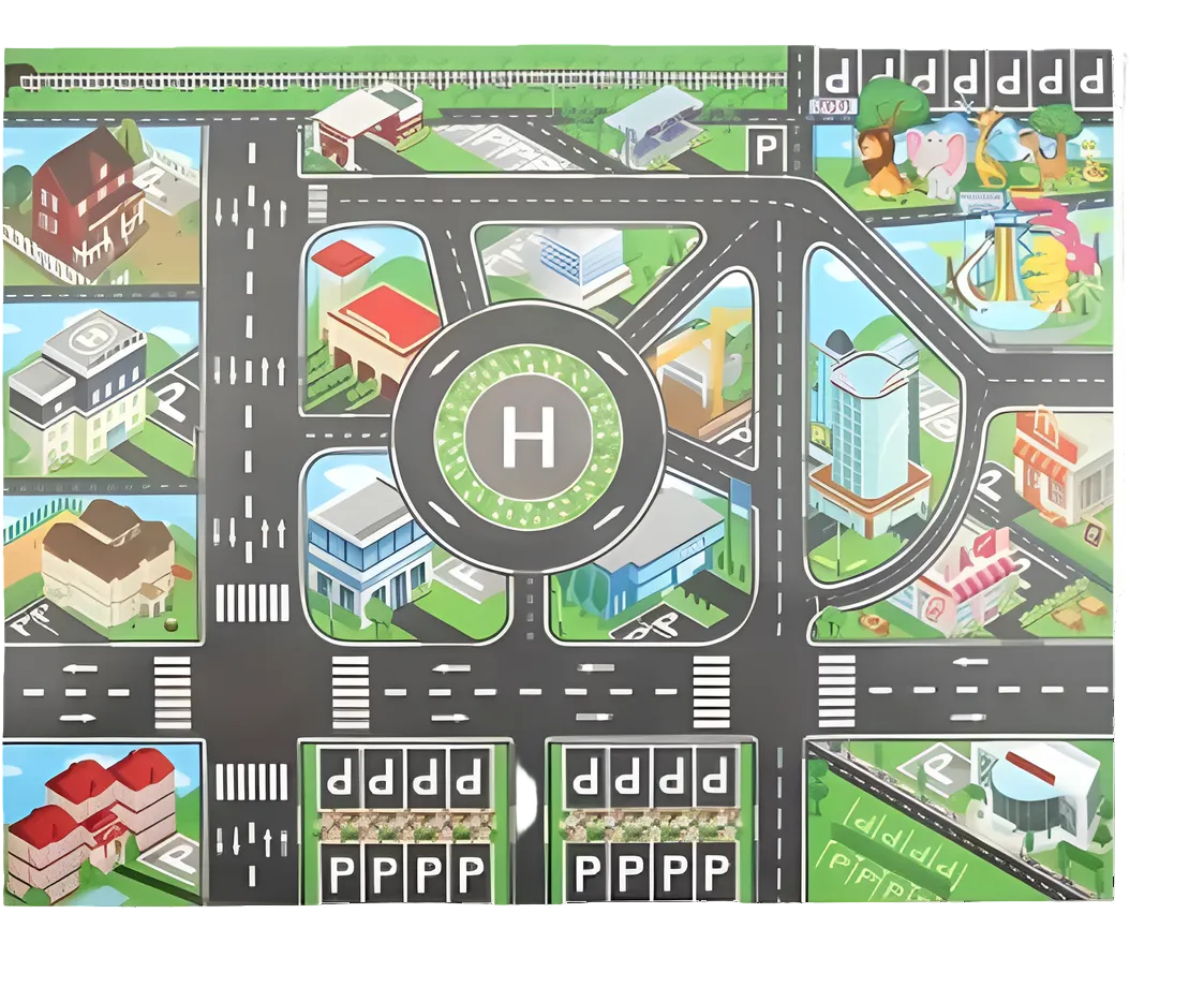 Soft and durable kids car play mat with 46 accessories