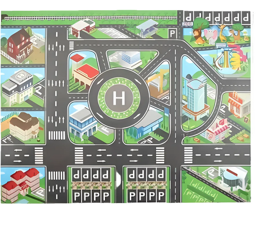Soft and durable kids car play mat with 46 accessories