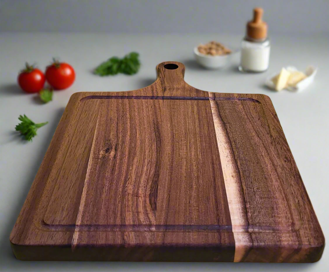 Mini prep board shown on countertop beside fresh produce