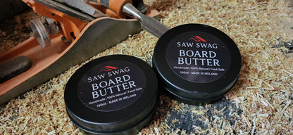 Close-up of Board Butter container for butcher block maintenance