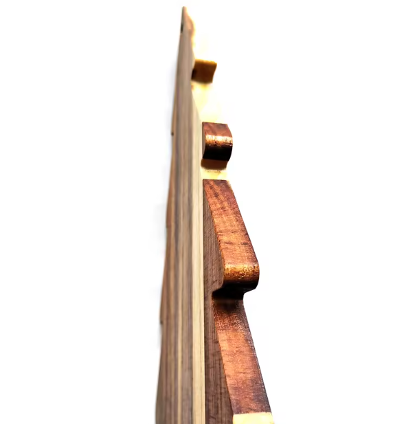 Wooden wall lamp with a warm glow on a white background